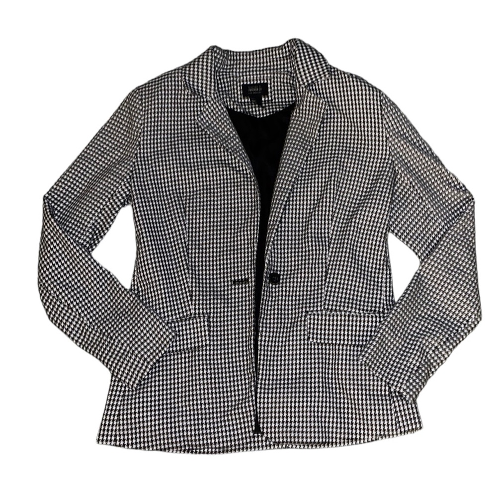 Forever 21 Houndstooth Shoulder Pad Collared Blazer